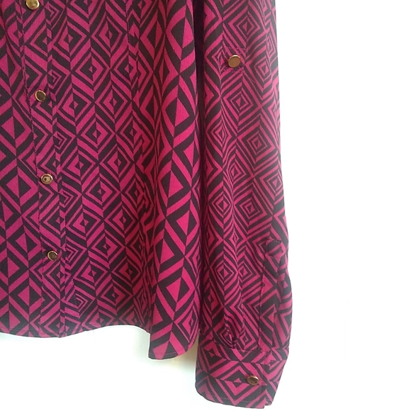 Dana Buchman XL Pink Geometric Patterned Blouse - Picture 5 of 5